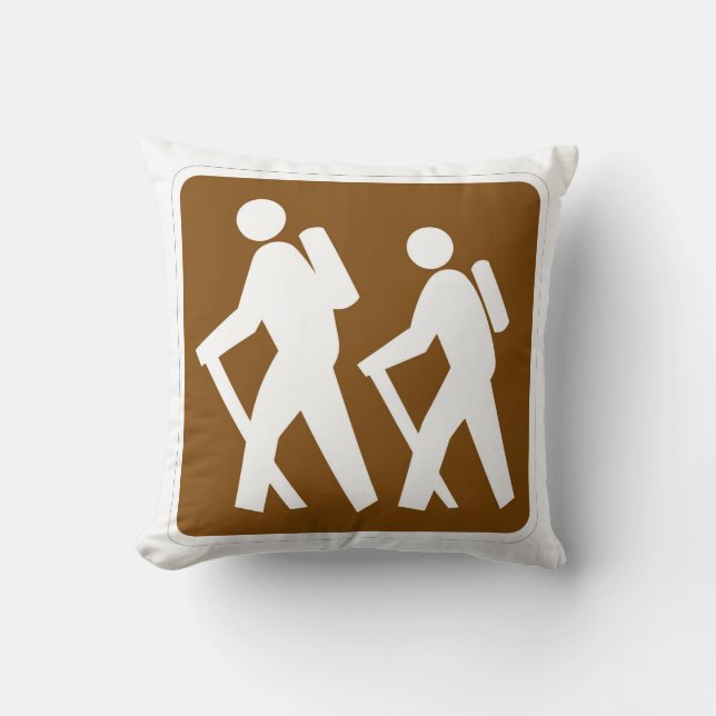 Very Fun Classic Hiking Trail Sign Throw Pillow (Front)