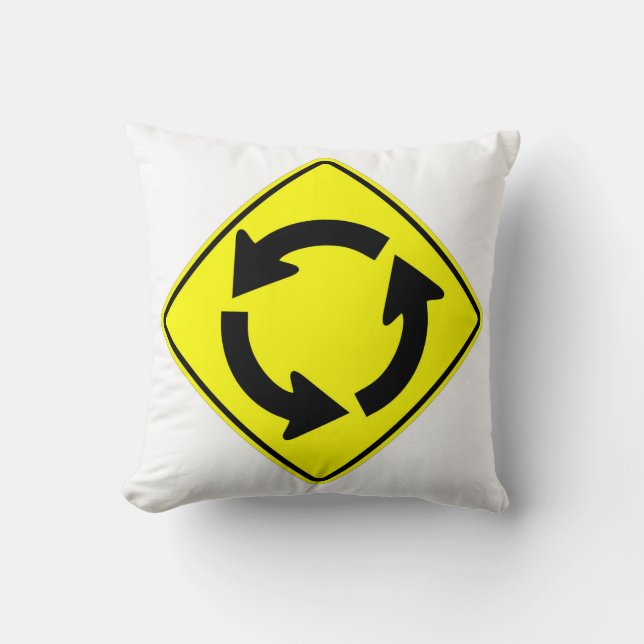 Very Fun Classic Round-A-Bout Sign Throw Pillow (Front)