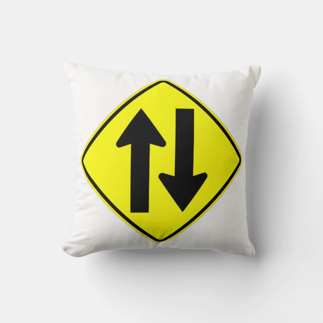 Very Fun Classic Two Way Traffic Sign Throw Pillow (Front)