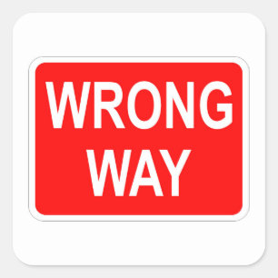 Very Fun Classic Wrong Way Sign Sticker Set