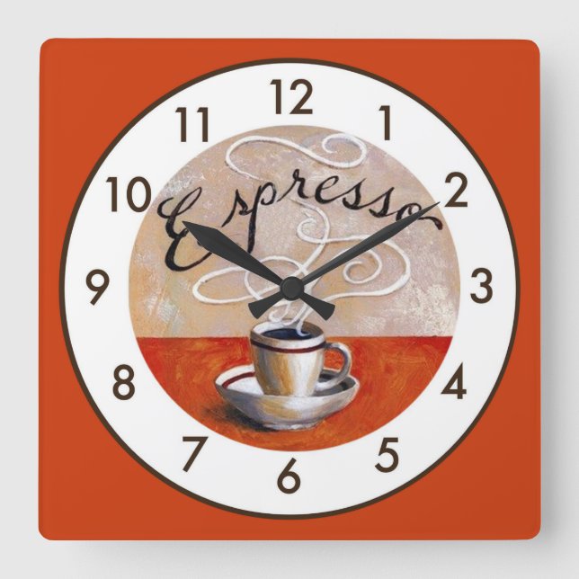 Very Fun Espresso Square Wall Clock (Front)