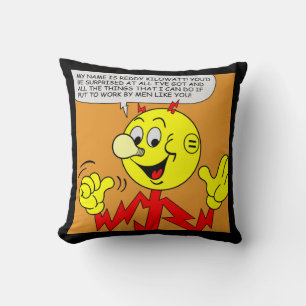 Very Fun Reddy Kilowatt Throw Pillow