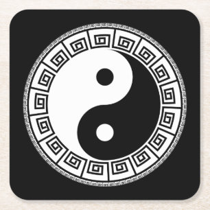 Very Fun Yin and Yang Square Paper Coaster