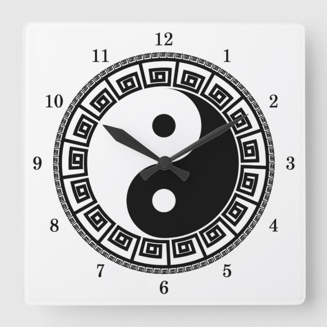 Very Fun Yin and Yang Square Wall Clock (Front)