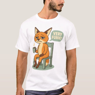 Very Funny | Grumpy Fox with Coffee Sarcastic T-Shirt