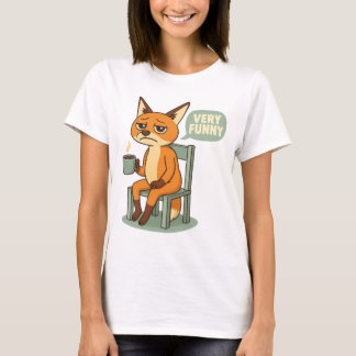 Very Funny | Grumpy Fox with Coffee Sarcastic T-Shirt
