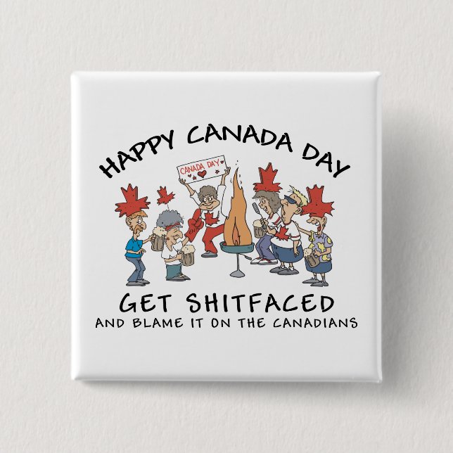 Very Funny Happy Canada Day 2 Inch Square Button (Front)