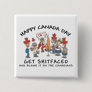 Very Funny Happy Canada Day 2 Inch Square Button