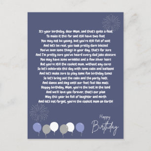 Very Funny Poem for Birthday Mom Postcard
