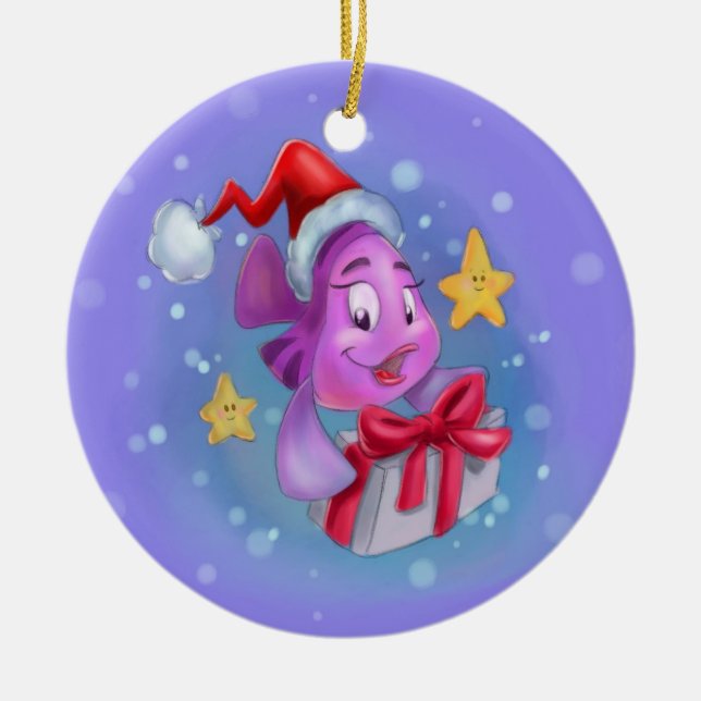 Very Gelica Christmas Ceramic Ornament (Front)