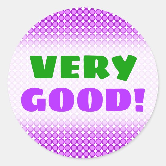"VERY GOOD!" + Purple Dots/Circles Pattern Sticker (Front)