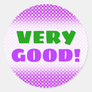 "VERY GOOD!" + Purple Dots/Circles Pattern Sticker