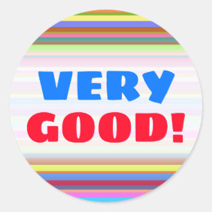 "VERY GOOD!" + Stripes of Various Colours Sticker