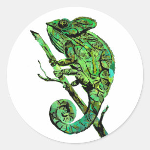 Very Green Chamaleon Classic Round Sticker