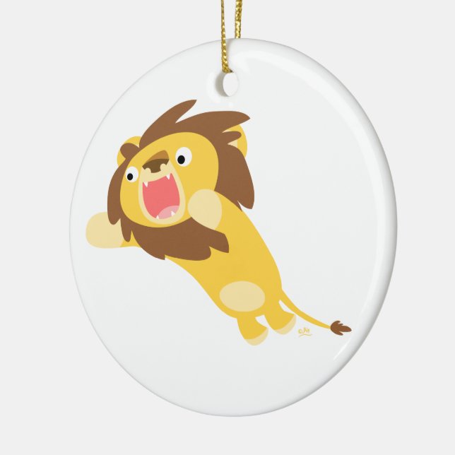 Very Hungry Cute Cartoon Lion Ornament (Left)