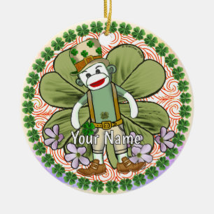 Very Irish Sock Monkey Ceramic Ornament