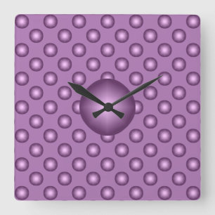 Very Lavender Polka Dot Square Wall Clock