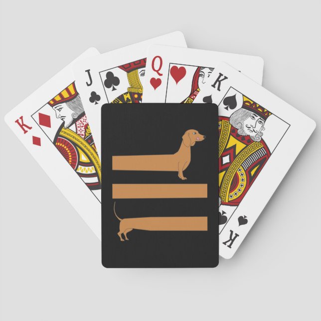 Very long Dachshund funny Playing Cards (Back)
