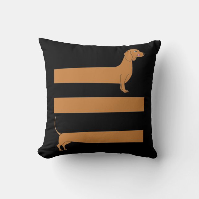 Very long Dachshund funny Throw Pillow (Front)