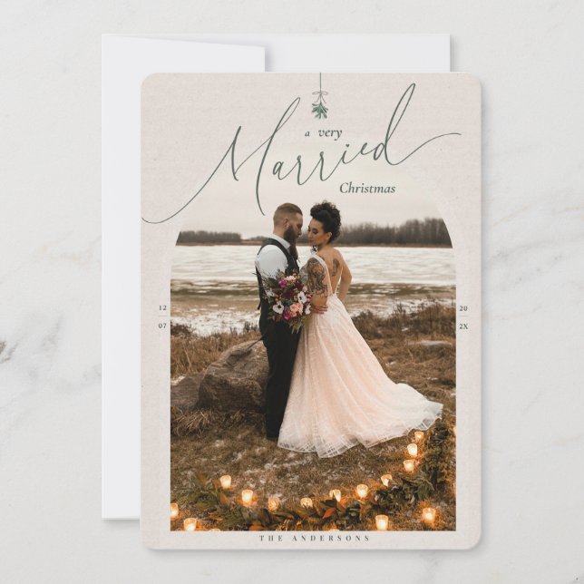 Very Married Newlywed Christmas Photo Card (Front)