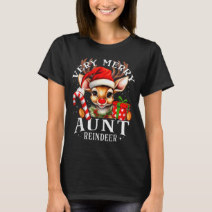 Very Merry Aunt Reindeer Matching Christmas  T-Shirt