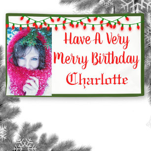 Very Merry Birthday Christmas Lights Banner