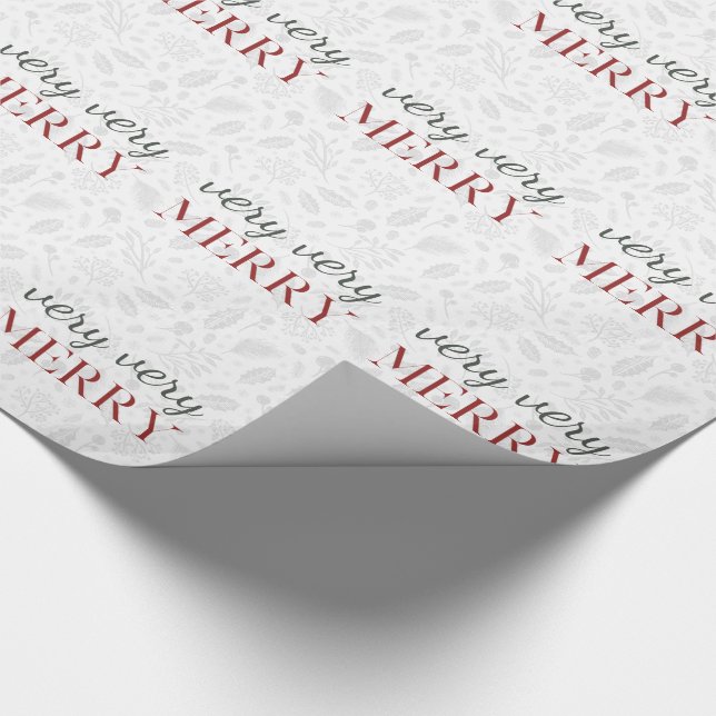 Very Merry Botanical Pattern Christmas Wrapping Paper (Corner)