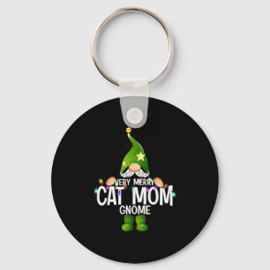 Very Merry Cat Mom Gnome Christmas Matching  Keychain