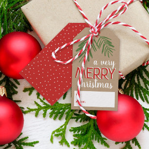 Very Merry Christmas Berry Branch Holiday Gift Tags