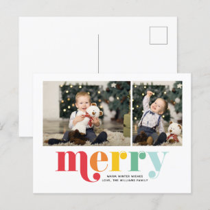 Very Merry Christmas Gallery of 2 Photo Holiday Postcard