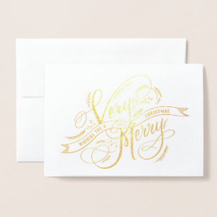 Very Merry Christmas Hand Lettering and Photo Foil Card