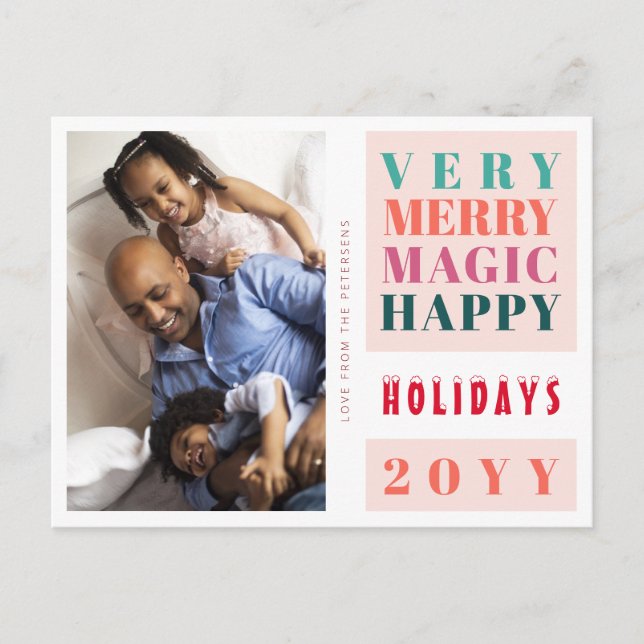 Very Merry Christmas holidays big typography Holiday Postcard (Front)