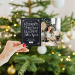 Very Merry Christmas Magnetic Photo Card<br><div class="desc">Affordable custom magnetic Christmas photo cards with simple templates for customization. This chic design features stylish typography on a faux chalkboard background with your custom photo. The text reads "Wishing you a very Merry Christmas and a Happy New Year". Personalize it with your photos, family name, the year or other...</div>