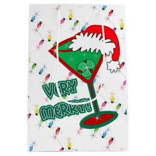 Very Merry! Christmas Martini Wrapping Paper Medium Gift Bag