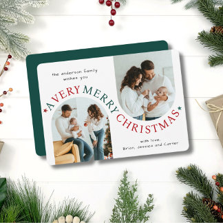 Very Merry Christmas Modern Arch Photo Holiday Card