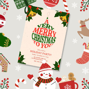Very Merry Christmas Ornament Party Invitation