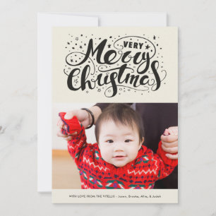 Very Merry Christmas Photo Card   Light Beige