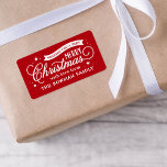 Very Merry Christmas Script Holiday Gift Label<br><div class="desc">Custom printed holiday labels,  perfect for gift wrapping tags or envelope seals. This colourful design features whimsical typography in red and white colours. The message read "Wishing You a Very Merry Christmas". Use the design tools to edit the fonts and colours.</div>