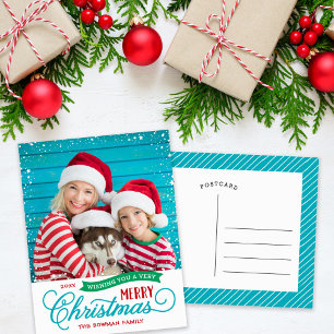Very Merry Christmas Script Photo Holiday Postcard