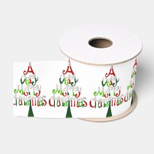 Very Merry Christmas Tree Grosgrain Ribbon