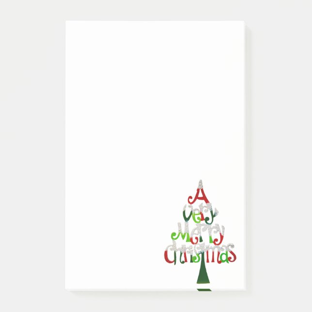 Very Merry Christmas Tree Post-it Notes (Front)
