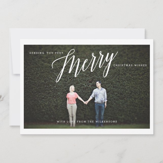 Very Merry Christmas Wishes Photo Greeting Holiday Card (Front)