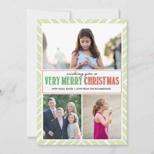 Very Merry Christmas Wishes x3 Holiday Card (Front)