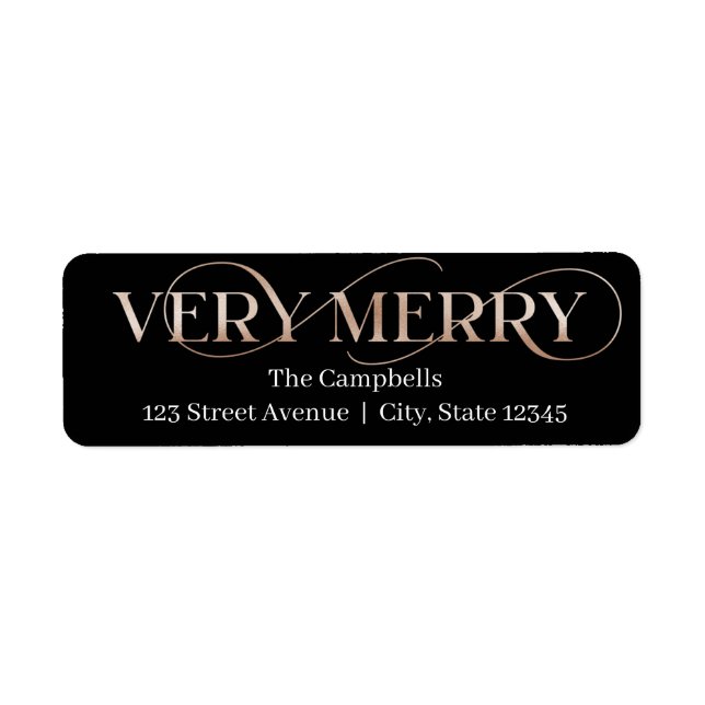 Very Merry EDITABLE COLOR Holiday Address Label (Front)