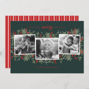 Very Merry Evergreen Christmas Photo Card