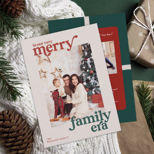 Very Merry Family Era Retro Photo Holiday Card