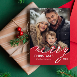 Very Merry Fun Script Christmas Photo Holiday Card