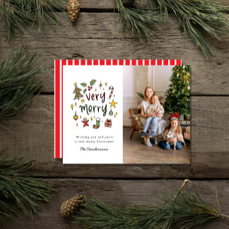 Very Merry Hand-drawn Christmas Photo Card