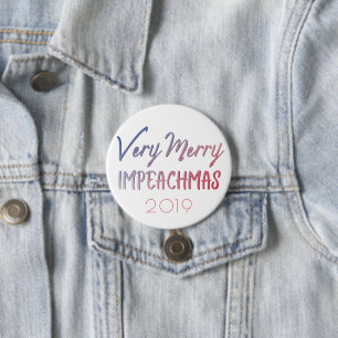 Very Merry Impeachmas Red White Blue Impeachment 3 Inch Round Button