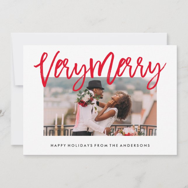 Very Merry in Red Holiday Photo Card (Front)